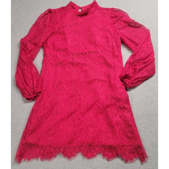 NEW Anthropologie Maeve Open Back Red Lace Mini Dress high Mock Neck long Sleeve - mordernwear.com NEW Anthropologie Maeve Open Back Red Lace Mini Dress high Mock Neck long Sleeve - mordernwear.com